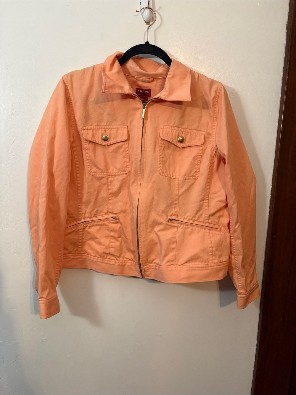Chaps Women's Peach Zip Denim Jacket